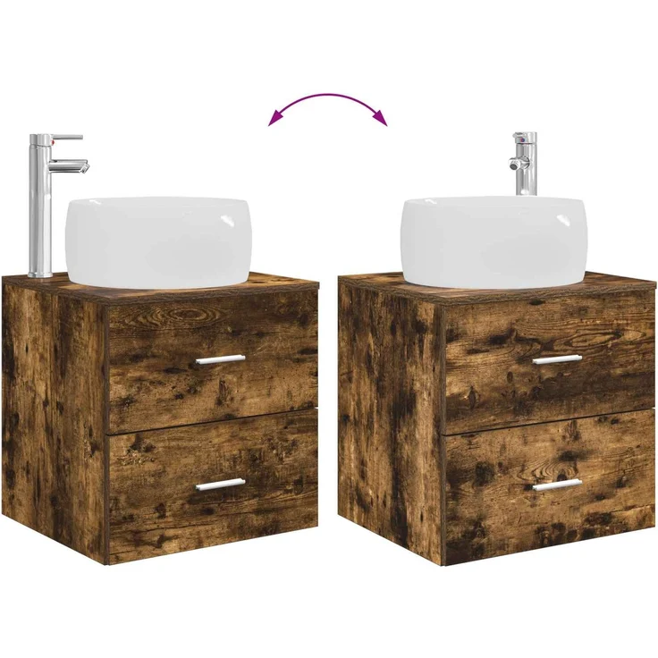vidaXL Wandmontiertes Badezimmerschrank-Set 3 stk. Geräucherte Eiche 3405927 – Bild 11