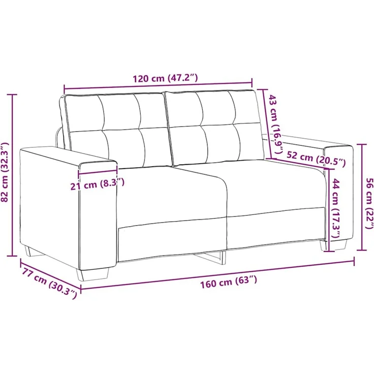vidaXL Zweisitzer-Sofa Dunkelgrau 160x77x82 cm Stoff 4105069 – Bild 9