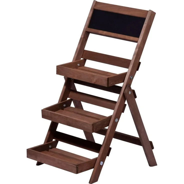 dobar Pflanzentreppe, dreistufig, mit Kreidetafel, dunkelbraun – Bild 4