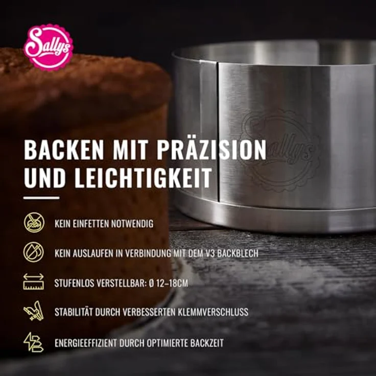 Sallys Tortenring Sallys Mini Tortenring (12-18 cm) aus robustem Edelstahl, rostfrei – Bild 4