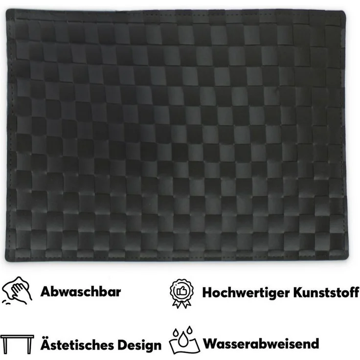 matches21 HOME & HOBBY Platzset Tischsets MODERN 4er Set Schwarz als Tischuntersetzer, (4-St), Abwaschbare Platzsets als Tischunterlagen für Ess-Tisch Tisch-Deko – Bild 2
