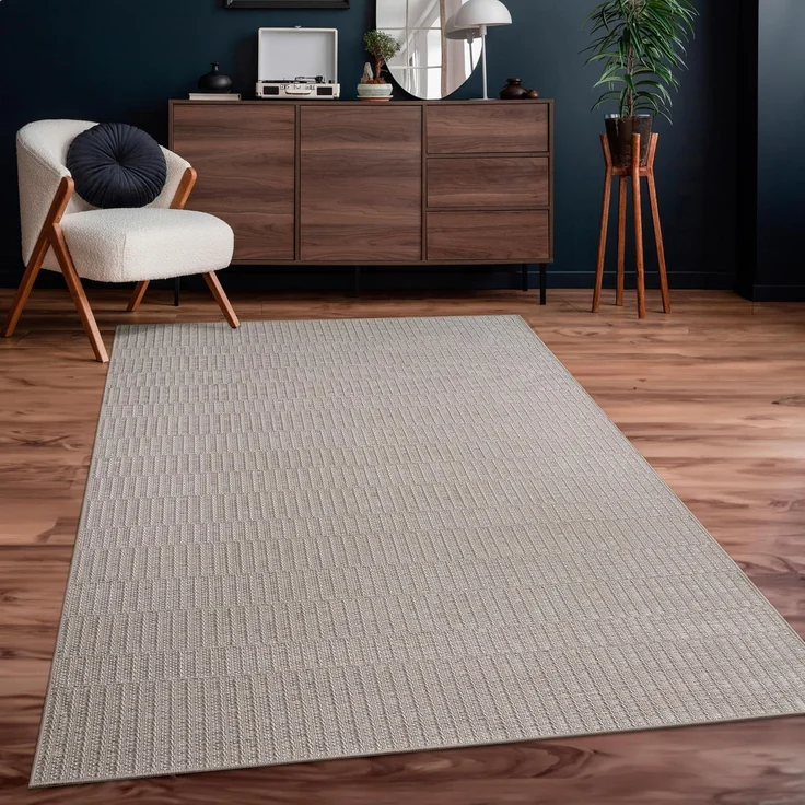 Paco Home In-& Outdoor Teppich Balkon Terrasse Küchenteppich Modernes Boho Ethno Muster, Grösse:300x400 cm, Farbe:Beige 5