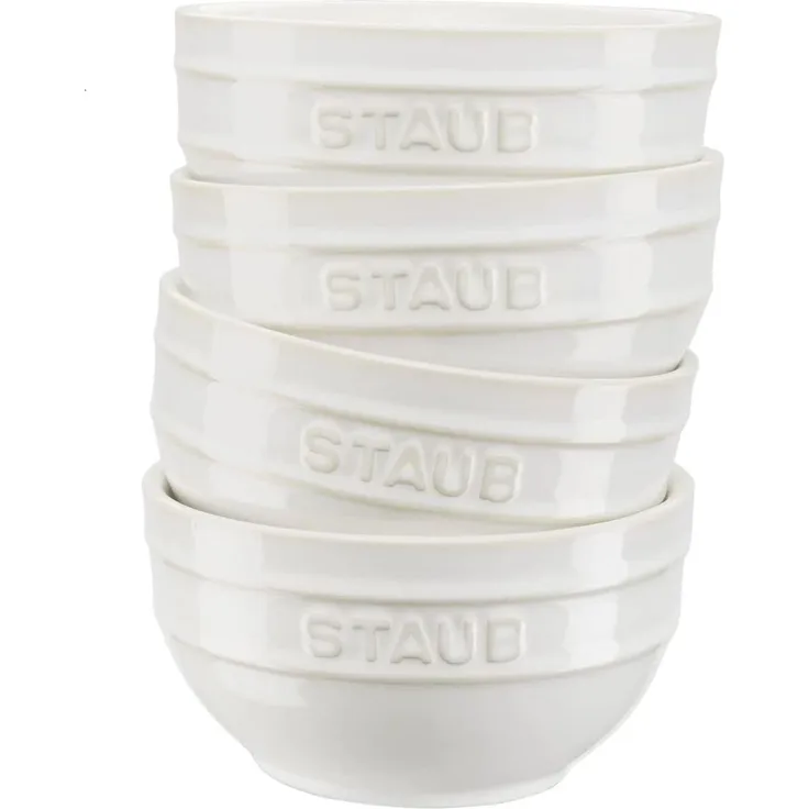 Staub Für 0,4 l, 4 Stück weiße Keramik-Küchenschüsseln