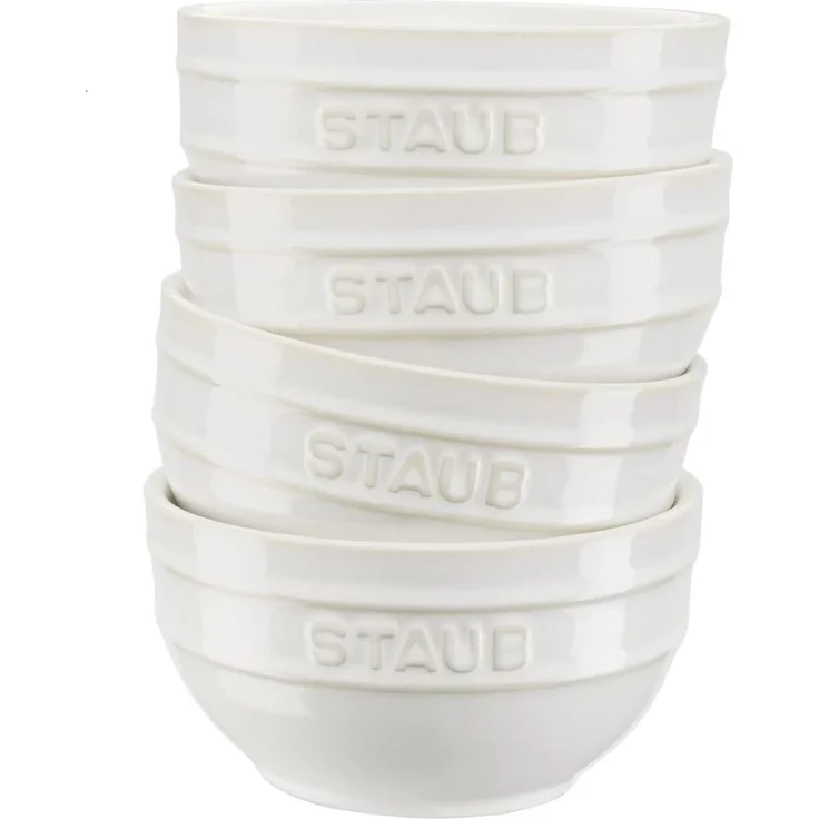 Staub Für 0,4 l, 4 Stück weiße Keramik-Küchenschüsseln