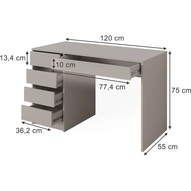 Schreibtisch Sherry Cashmere 55 x 120 cm mit Schubladen Vicco – Bild 2
