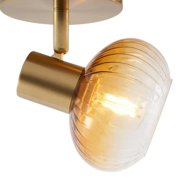 Qazqa Teddy Deckenstrahler, Deckenspot in Gold mit Bernsteinglas, max. 10W, dimmbar, E14 Fassung, rund, geeignet für Küche und Wohnzimmer – Bild 4