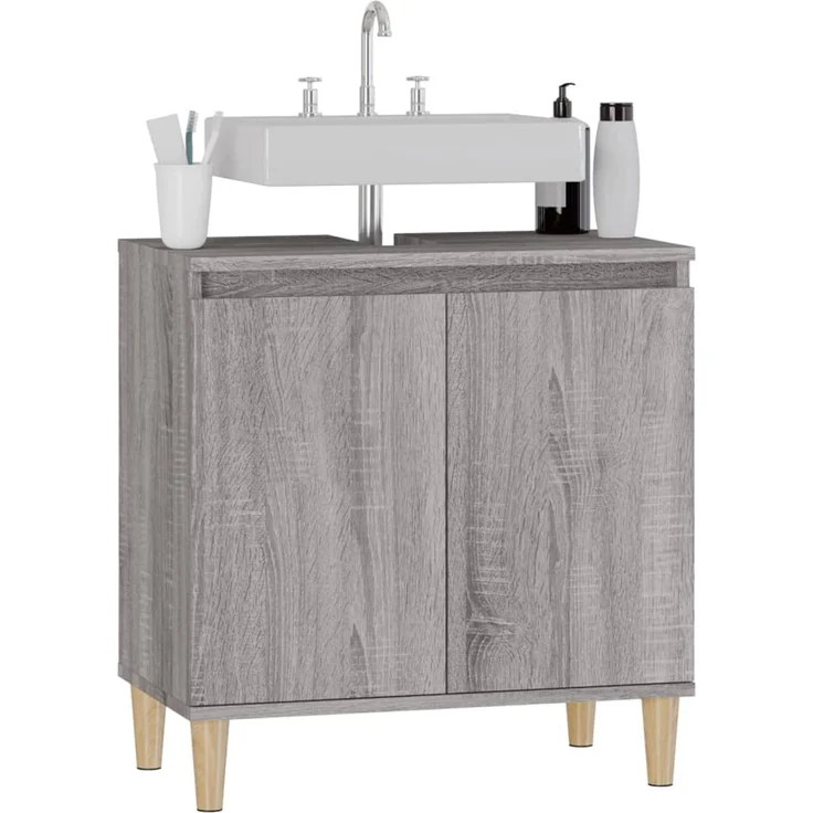 Waschbeckenunterschrank, Badschrank, Unterschrank Grau Sonoma 58 x 33 x 60 cm Holzwerkstoff j138p – Bild 4