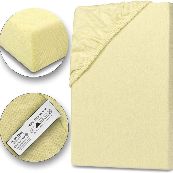 Jersey Spannbettlaken 180-200x200cm 100% Baumwolle Weizen – Bild 1