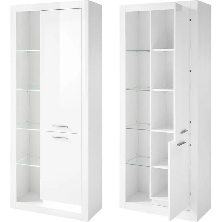 Lomadox Vitrine Mailand-61 Weiß - 80/195/37 cm