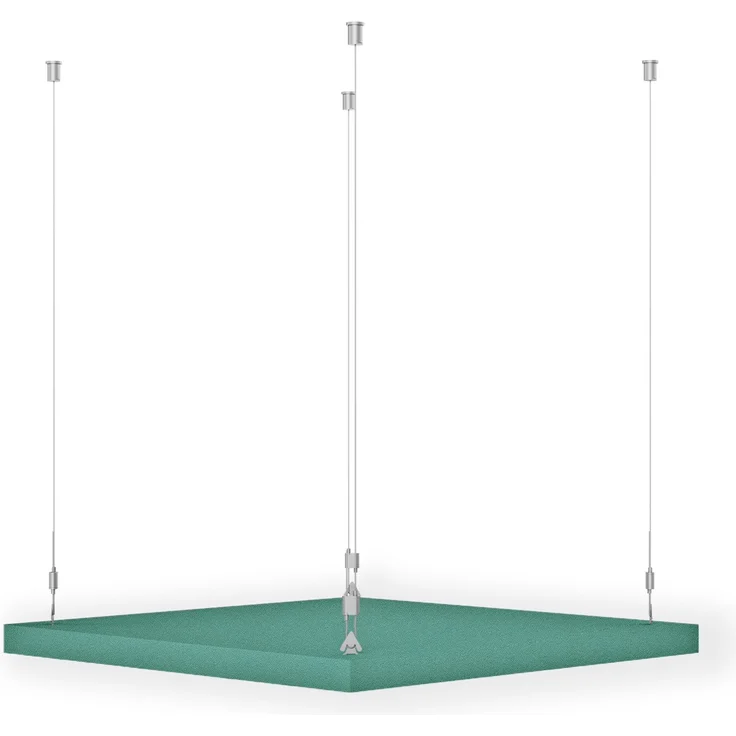 Rheinland Möbel FocusWall DAQ0404 – Quadratischer Akustik-Deckenabsorber 40×40 cm in Stofffarbe Campeche inkl. Chrom-Stahlseilen - Made in Germany - Klasse A, Stoffbezug, schwer entflammbar – Bild 3