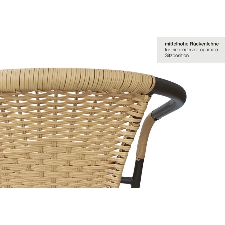 LC Garden Gartenstuhl Garvista Stapelstuhl 54 x 52 x 72 cm schwarz Gartenstuhl Terassenstuhl, Pulverbeschichteter Stahl – Bild 2