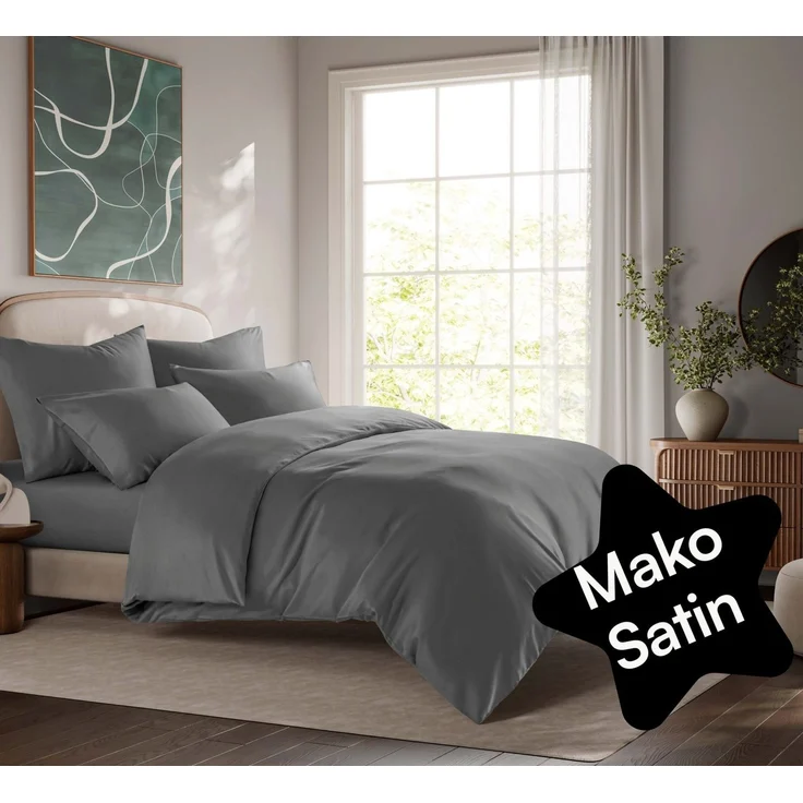 Seralino Bettwäsche Mako Satin Bettwäsche (100% Bio Baumwolle) mit Kissenbezug, 2 teilig, Fairtrade/ GOTS zertifiziert, uni Bettwäsche Set mit Reißverschluss – Bild 2