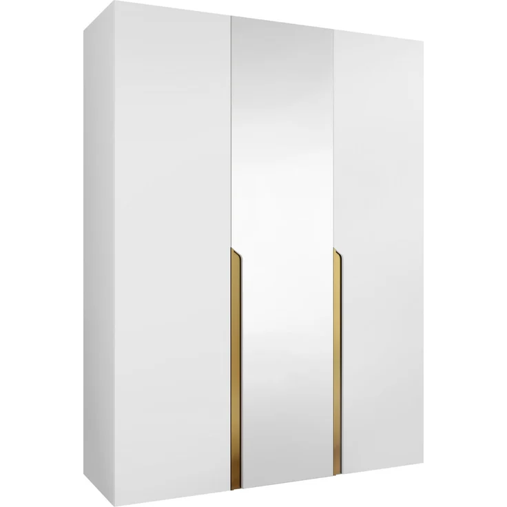 Kleiderschrank Veluna II 150 (Farbe: Weiß / Weiß + Gold) – Bild 1