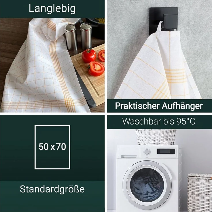 ZOLLNER Geschirrtuch, (12-tlg), 50 x 70 cm, 50% Baumwolle, 50% Leinen, vom Hotelwäschespezialisten – Bild 2