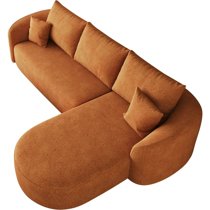 Ecksofa 266×168×85 cm in Orange mit weichem Stoffbezug und hochelastischer Schaumstoffpolsterung – Bild 7