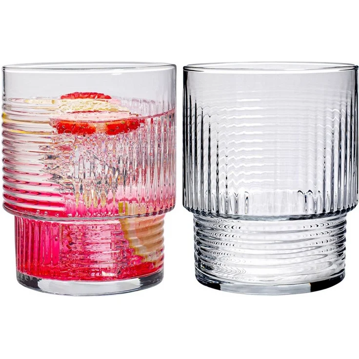 KONZEPT Gläser-Set Trinkgläser Set 320 ml Geriffelte, 12-tlg, 12 Stüc, kideal für Cocktails Wasser, Softdrinks – Bild 1