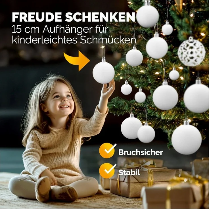 Casaria Weihnachtsbaumkugel (100 St), Weihnachtskugeln 100er Set Weihnachtsdeko matt glänzend glitzer – Bild 3