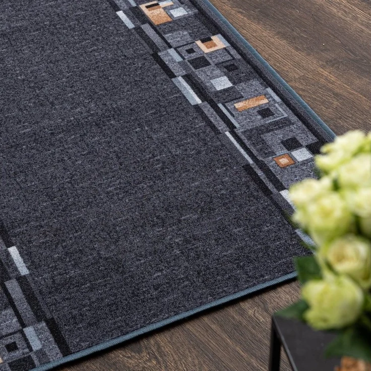 Mazovia Läufer Läufer Teppichläufer Brücke - Vorzimmer Küche - Grau, 67 x 100 cm, Kurzflor, Rutschfest, Meterware, Verschiedene Größen – Bild 1