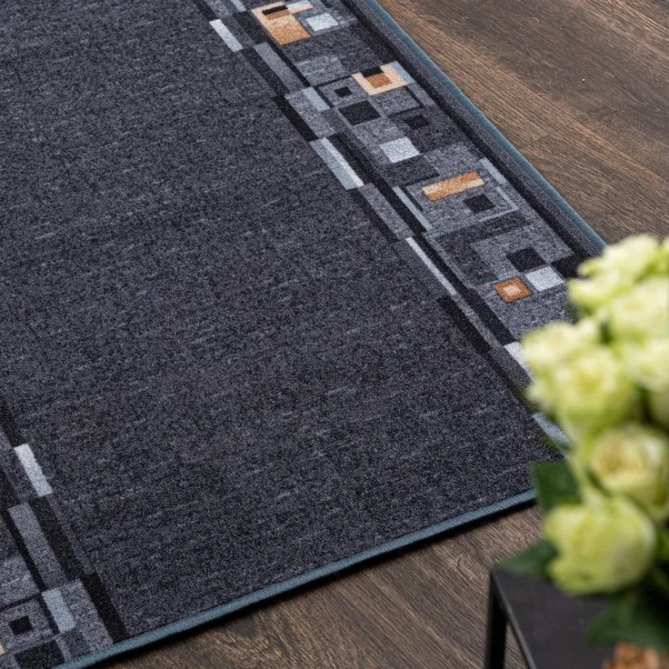 Mazovia Läufer Läufer Teppichläufer Brücke - Vorzimmer Küche - Grau, 67 x 100 cm, Kurzflor, Rutschfest, Meterware, Verschiedene Größen