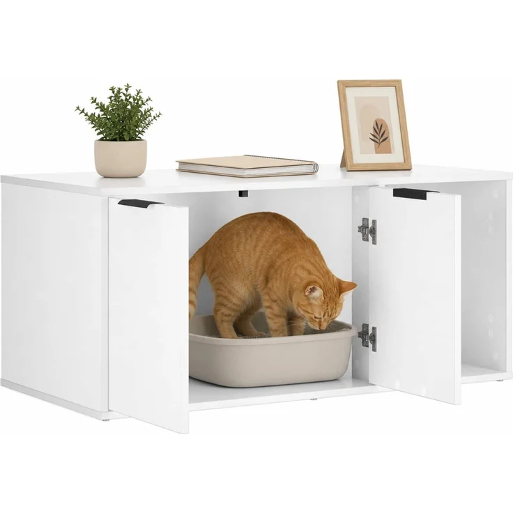 vidaXL Katzenkiste Möbel Weiß 100 x 49 x 45 cm Holzwerkstoff 8014751 – Bild 3