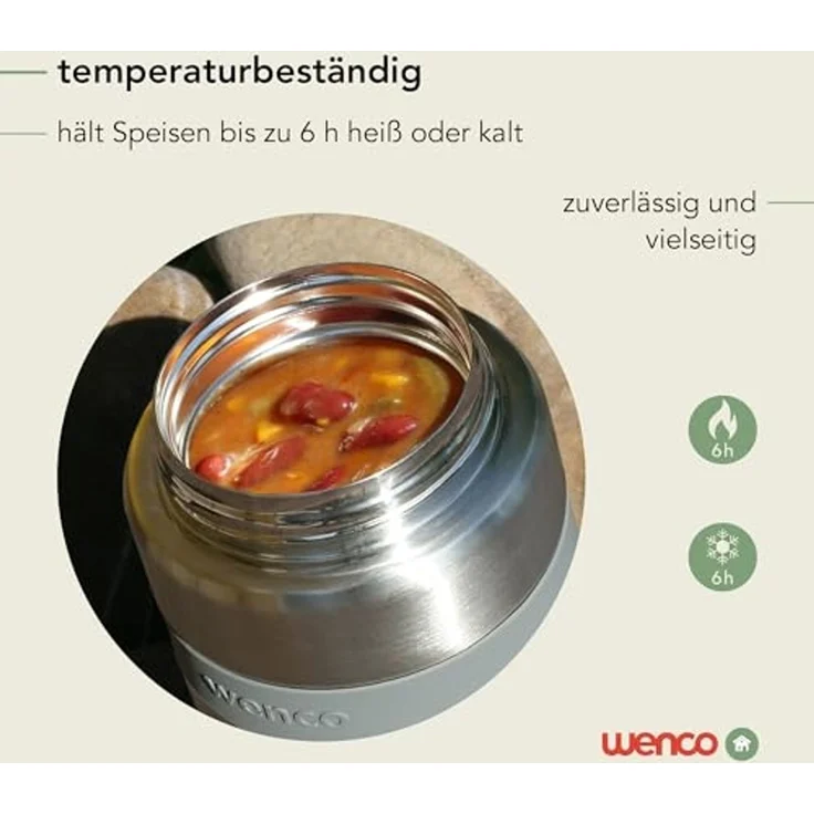 Wenco Lunchbox Thermobehälter für essen warmhalten to go 500ml, (1-tlg, Edelstahl), Essensbehälter für unterwegs, Lebensmittelsicher & BPA-frei – Bild 5