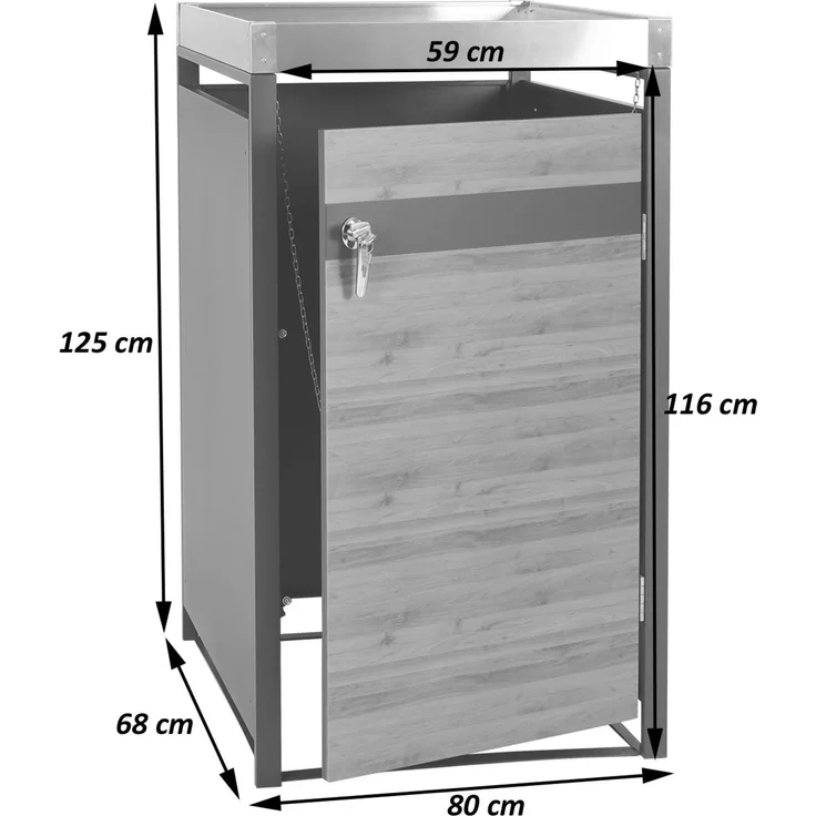 1er Mülltonnenverkleidung mit Pflanzkasten HWC-J82, erweiterbar, Metall 37kg, anthrazit ~ Kirsche-Holzoptik dunkelbraun – Bild 3