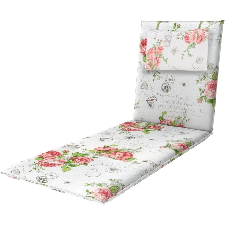 Doppler Rollliegenauflage Elegant ca. 195 x 60 x 6 cm Rosen