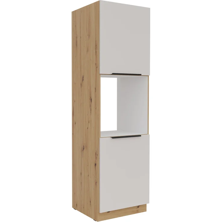 Küchen Hochschrank 60 cm SOLANO Kaschmir beige + Eiche Artisan matt Küchenzeile Küchenblock Küche – Bild 5