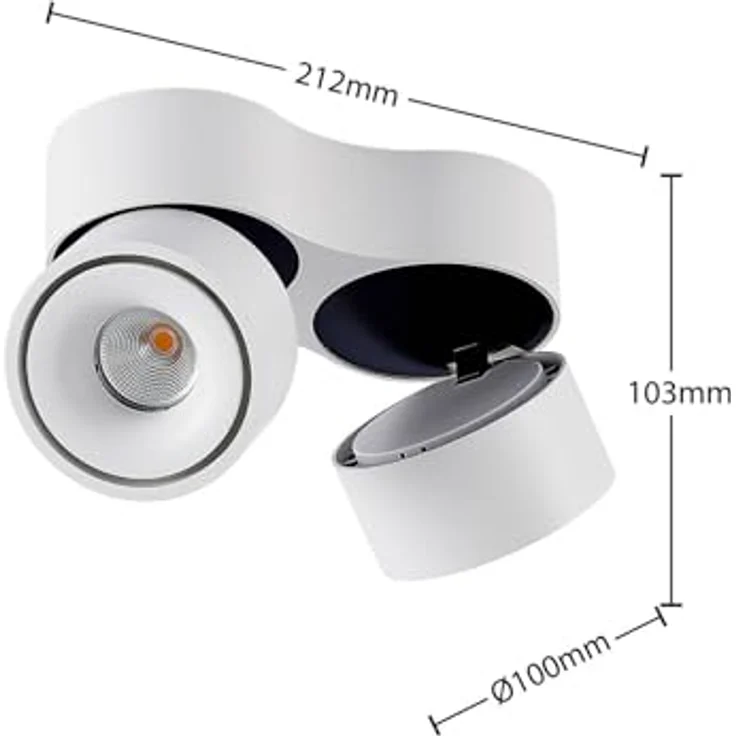 Arcchio LED Deckenlampe Rotari, 2-flammig in Weiß aus Aluminium, moderne Deckenleuchte für Wohnzimmer, Esszimmer, Flur und Küche – Bild 5