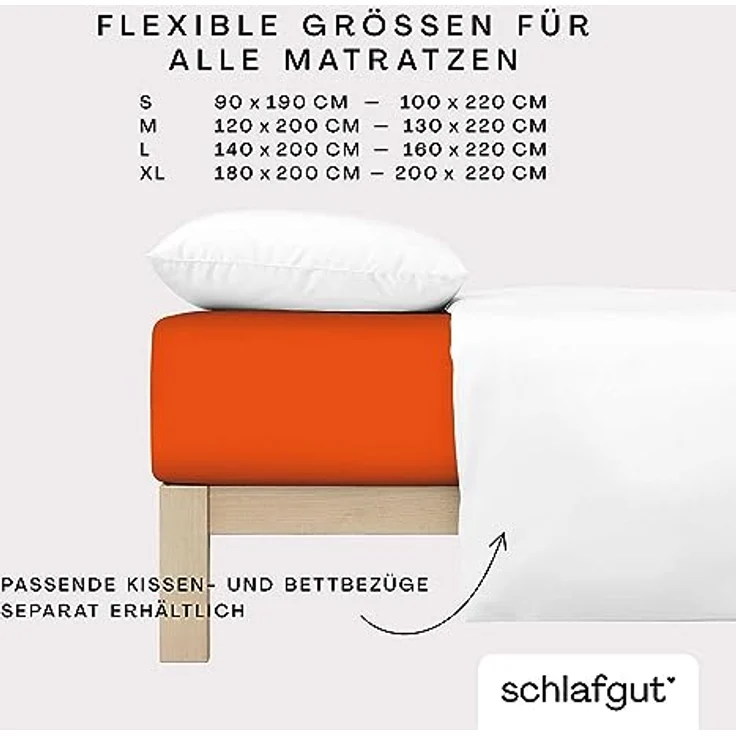 Schlafgut Spannbetttuch Pure, Rot, 120-130x200-220 cm, Oeko-Tex® zertifiziert, bügelfrei, weich und anschmiegsam, perfekter Sitz – Bild 4