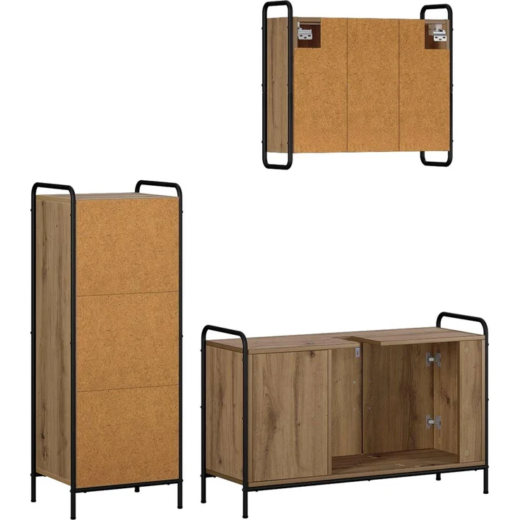 vidaXL Badezimmerschrank-Set 3 stk. Artisan-Eiche 40 x 36 x 109,5 cm 3444530 – Bild 7