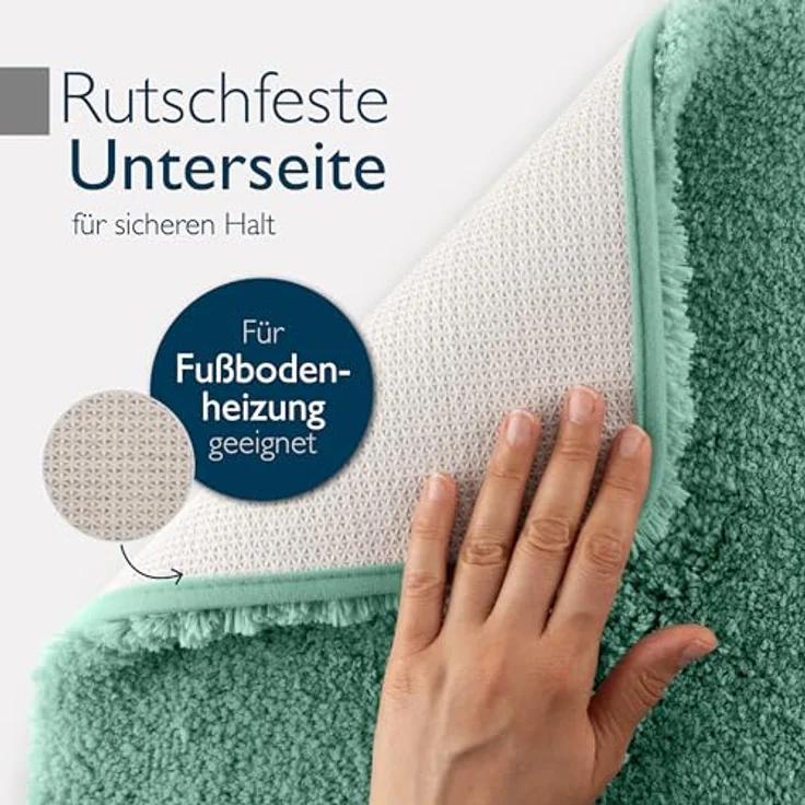 Beautissu Badematte rutschfest BeauMare FL, Hochflor 30 mm, 60x50 cm, mintgrün, waschbar, Shaggy-Teppich – Bild 7