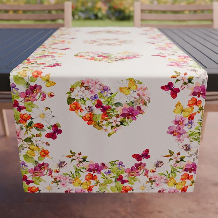 PETTI Artigiani Italiani - Zubehör für Küchentextilien, eleganter Tischläufer, 40x140 cm, aus Mikrofaser, Tischtuch mit Digitaldruck, Schmetterlinge, 100 % Made in Italy