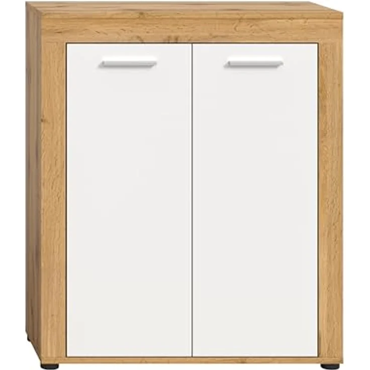 xonox. home Garderobe Jam X8BK6603 Schuhschrank Garderobenschrank Schrank in Wotan Eiche Nb, weiß. ca. 80 x 95 x 35 cm – Bild 5