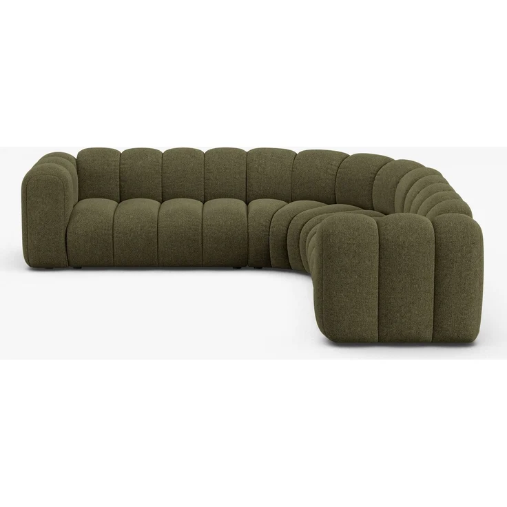 Micadoni symmetrisches Ecksofa Lupine 5-Sitzer mittelgroß Chenille Eden Grün – Bild 1