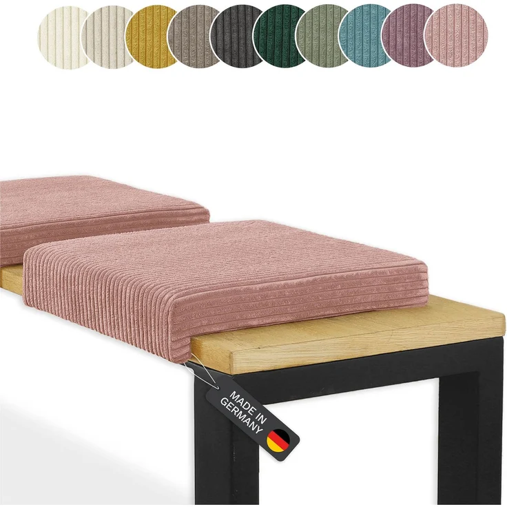 Lycce Bankauflage Klemmkissen mit Leiste - Cord, Polsterung, rutschfest Puderrosa 8x40x38cm – Bild 10