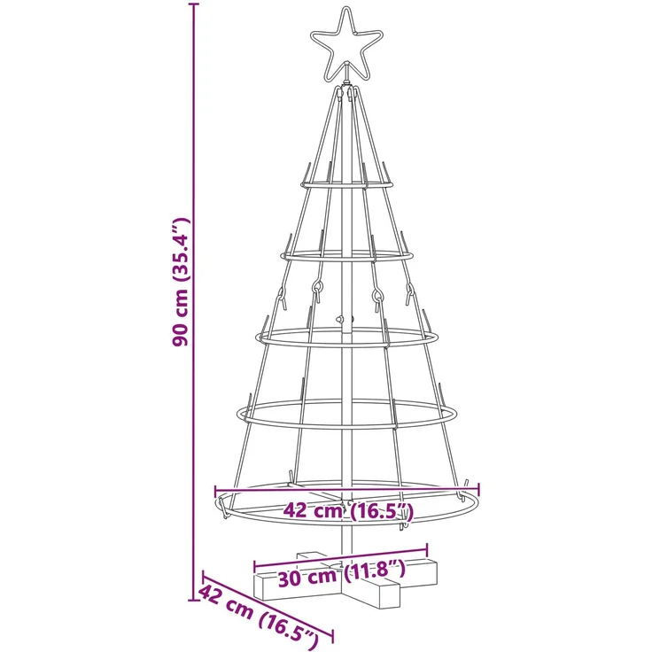 vidaXL Metall-Weihnachtsbaum mit Ständer KUOPIO 90 cm Stahl Schwarz 42019158 – Bild 9