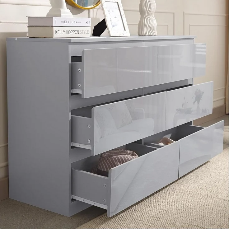 HTI-Living Sideboard Sideboard Kenji 8 Schubladen Hochglanz Grau (Stück, 1 St, 1 Sideboard), Kommode – Bild 2