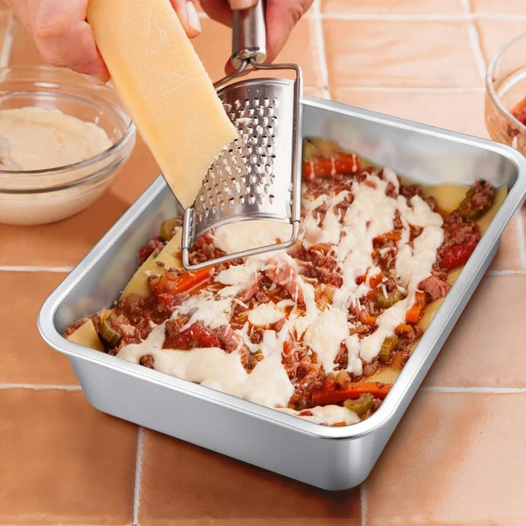 Homikit Edelstahl Rechteckige Auflaufform 32,5 x 25,5 x 8 cm - Backform Lasagne – Bild 4