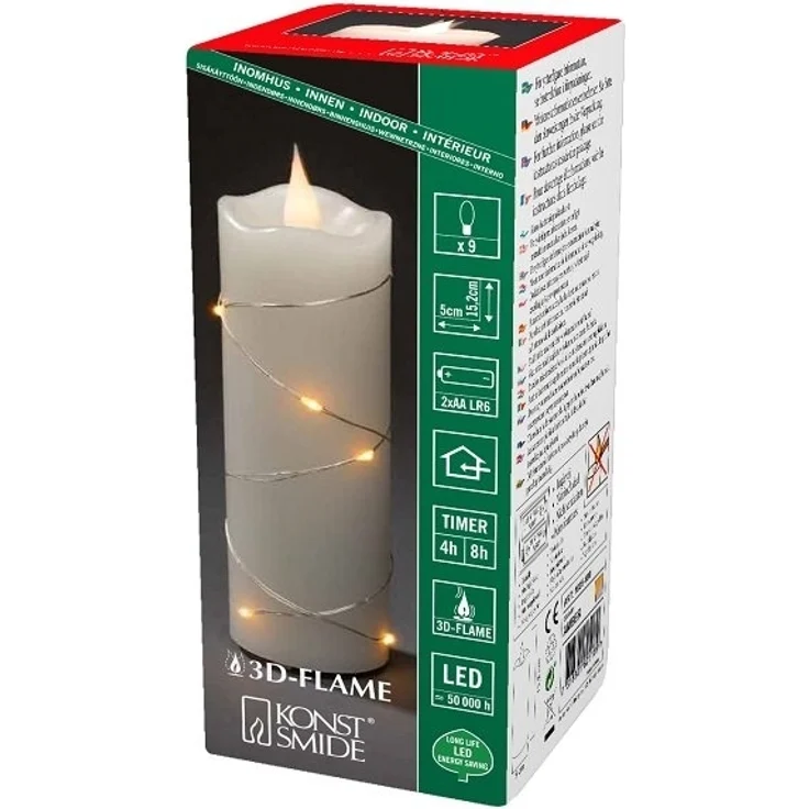 KONSTSMIDE No. 1825-180 LED Echtwachskerze cremeweiss mit LED Draht 15cm – Bild 3