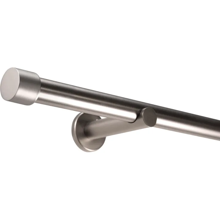 Deco-Raum Gardinenstange Kappe, Ø 25 mm, 1-läufig, Wunschmaßlänge, kürzbar, Bohren, verschraubt, Metall, Komplett-Set mit Befestigungsmaterial
