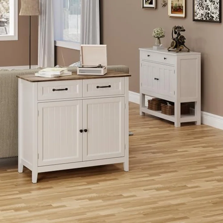 Bealife Küchen-Sideboard, Buffet-Schrank mit 2 Schubladen und 2 Türen, Küchenschrank mit Arbeitsplatte für Wohnzimmer, Esszimmer und Küche – Bild 8