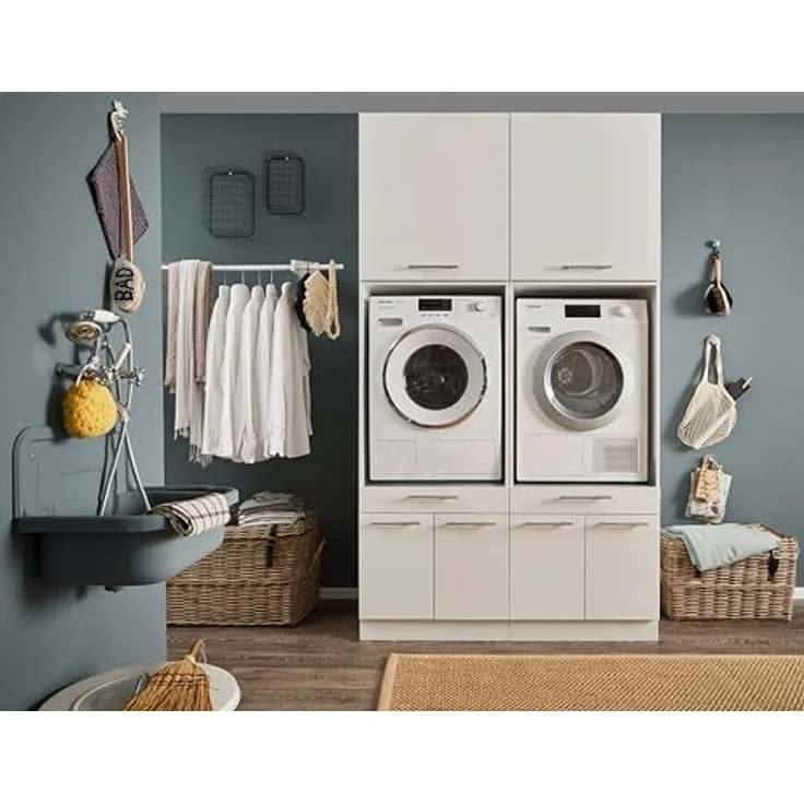 Laundreezy Mehrzweckschrank-Set Laundreezy, 4-tlg. Mehrzweckschrank-Set B/H/T 135/238/68 cm, (4-St), Breite 135 cm, Soft-Close-Funktion, höhenverstellbare Füße – Bild 8