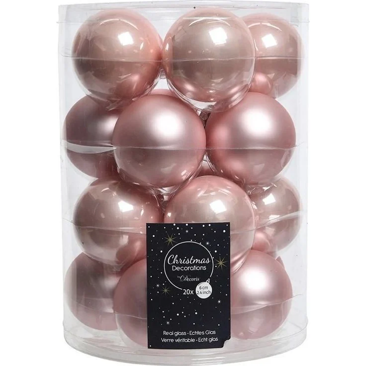 Kaemingk Weihnachtsbaumkugel Weihnachtsbaumkugeln Glas Ø 6 cm 20 Stück rosa emaille – Bild 1
