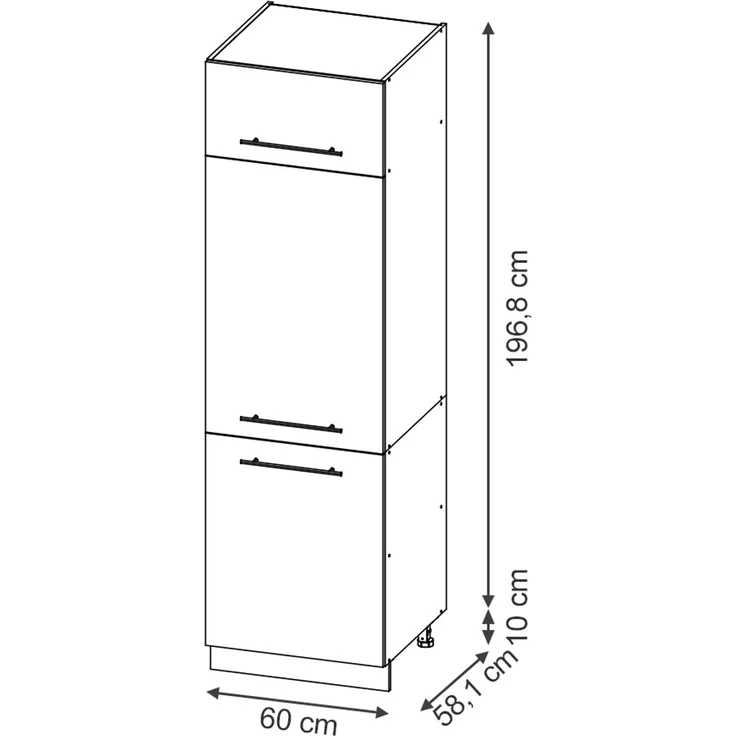Kühlumbauschrank Fame-Line Dunkelblau Hochglanz 60 cm Vicco – Bild 3