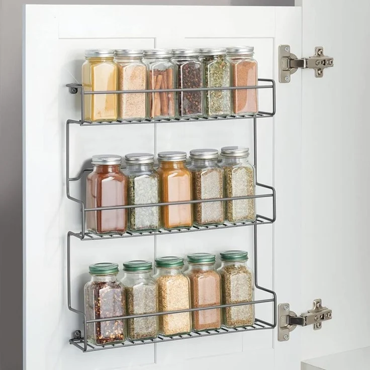 mDesign Gewürzregal Küchenregal Organizer selbstklebend 3 Ebenen Metall Graphit – Bild 3