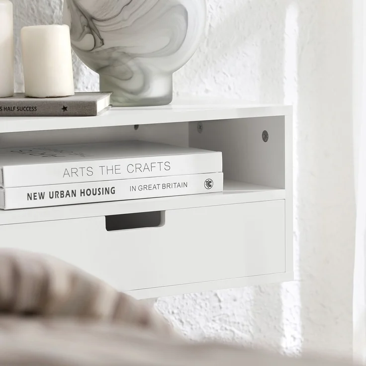 SoBuy NKD03-W Bettablage, MDF, Lackiert, Weiß, 45 x 22 x 25 cm – Bild 5