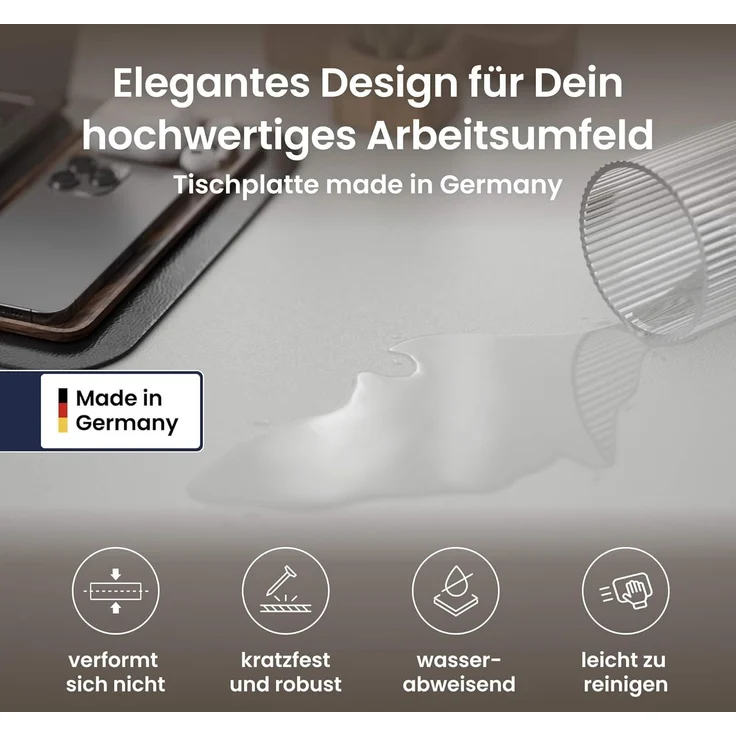 Desktopia Pro X - Elektrisch höhenverstellbarer Schreibtisch / Ergonomischer Tisch mit Memory-Funktion, Grau, Gestell Weiß, 180x80 cm – Bild 8