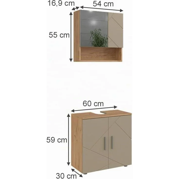Badmöbel-Set Irma Beige 2-teilig Vicco – Bild 2