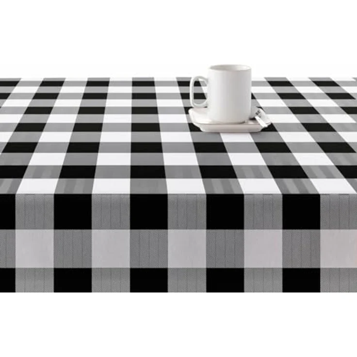 Belum 0120-101, kariert, kariert, 140 x 140 cm, fleckenabweisende Tischdecke, Vichy-Schwarz, Tischdecke aus 100% Bio-Baumwolle – Bild 3